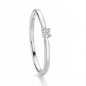 Weissgold Ring Solitaire 0,05 ct